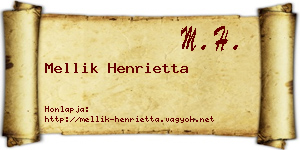 Mellik Henrietta névjegykártya